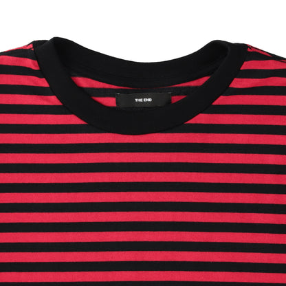 THE-C0004 / STRIPED MELODY TEE / BLACK×RED