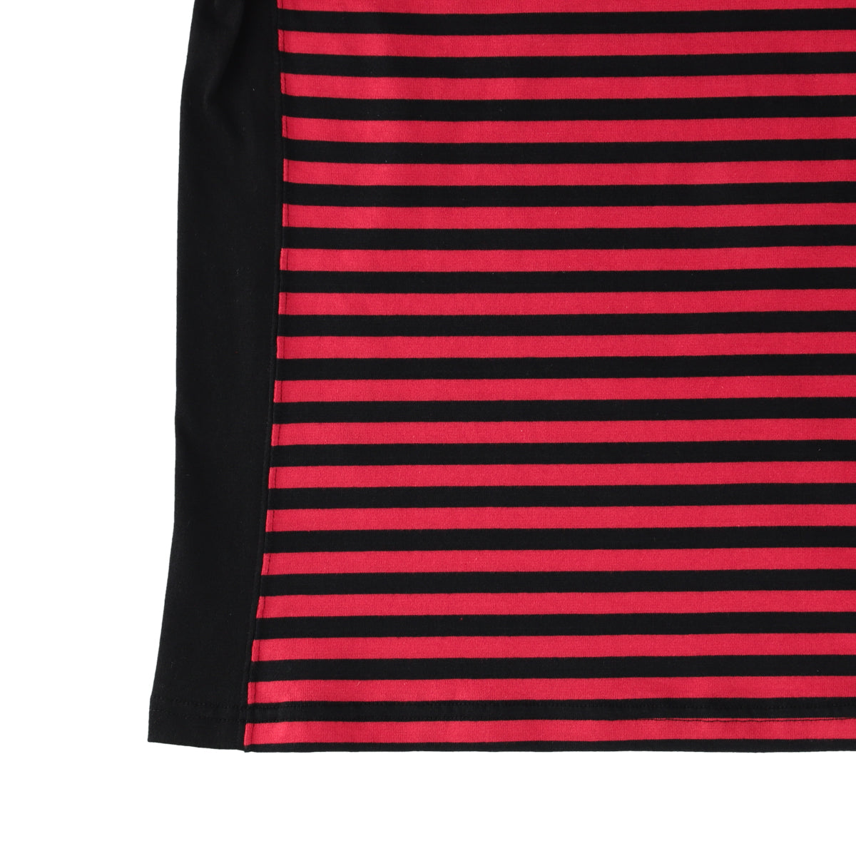 THE-C0004 / STRIPED MELODY TEE / BLACK×RED