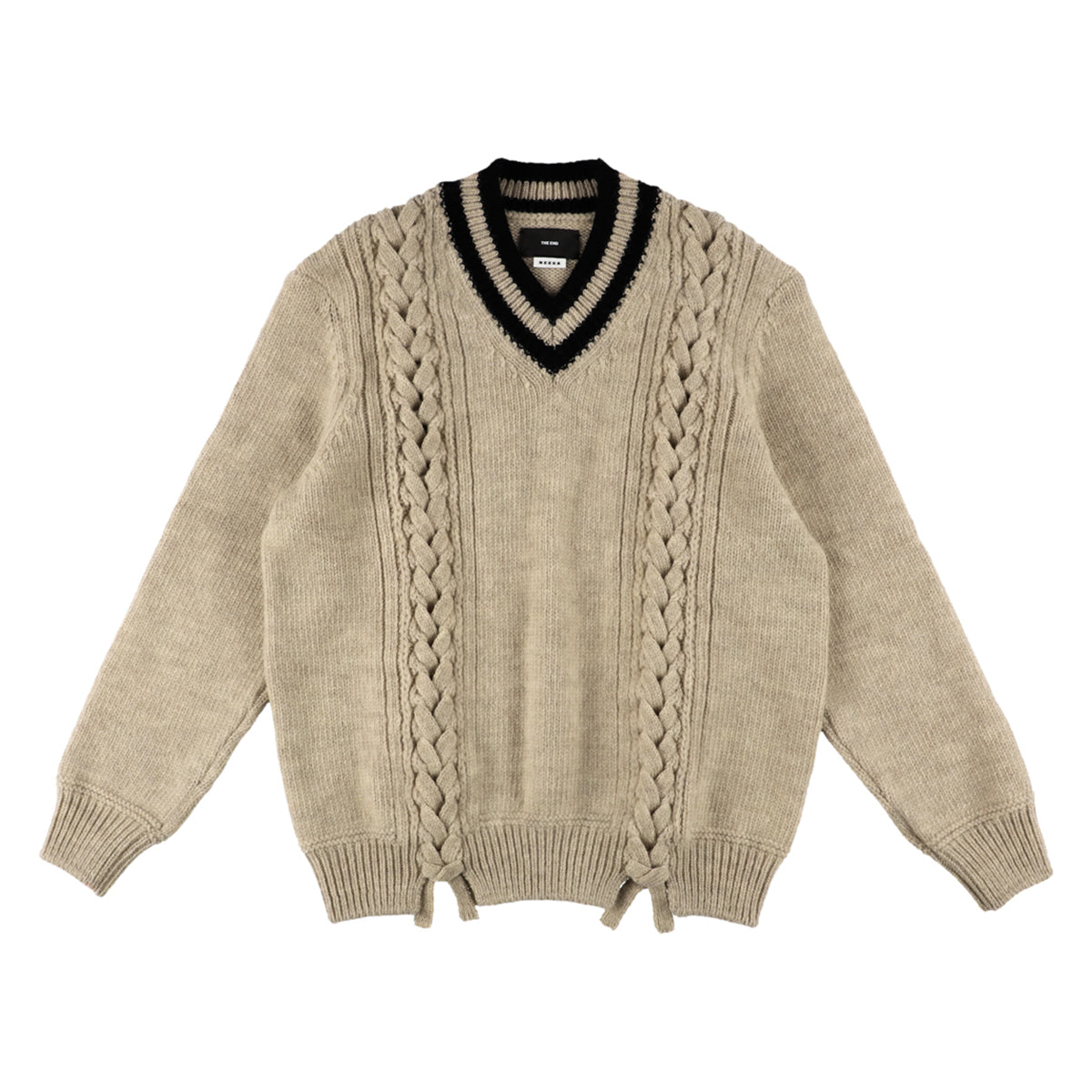 THE-NEK0001 / TENNIS SWEATER / BEIGE×BLACK