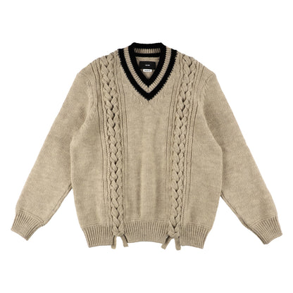 THE-NEK0001 / TENNIS SWEATER / BEIGE×BLACK