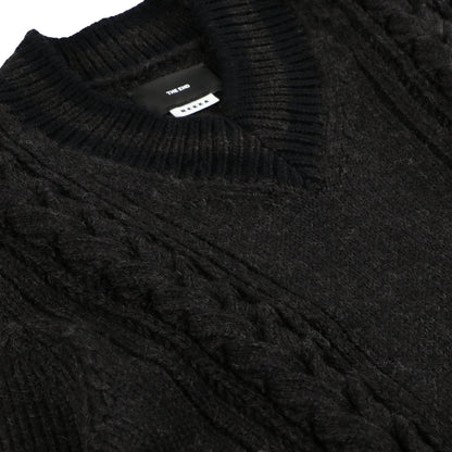 THE-NEK0001 / TENNIS SWEATER / DARK BROWNISH BLACK×BLACK