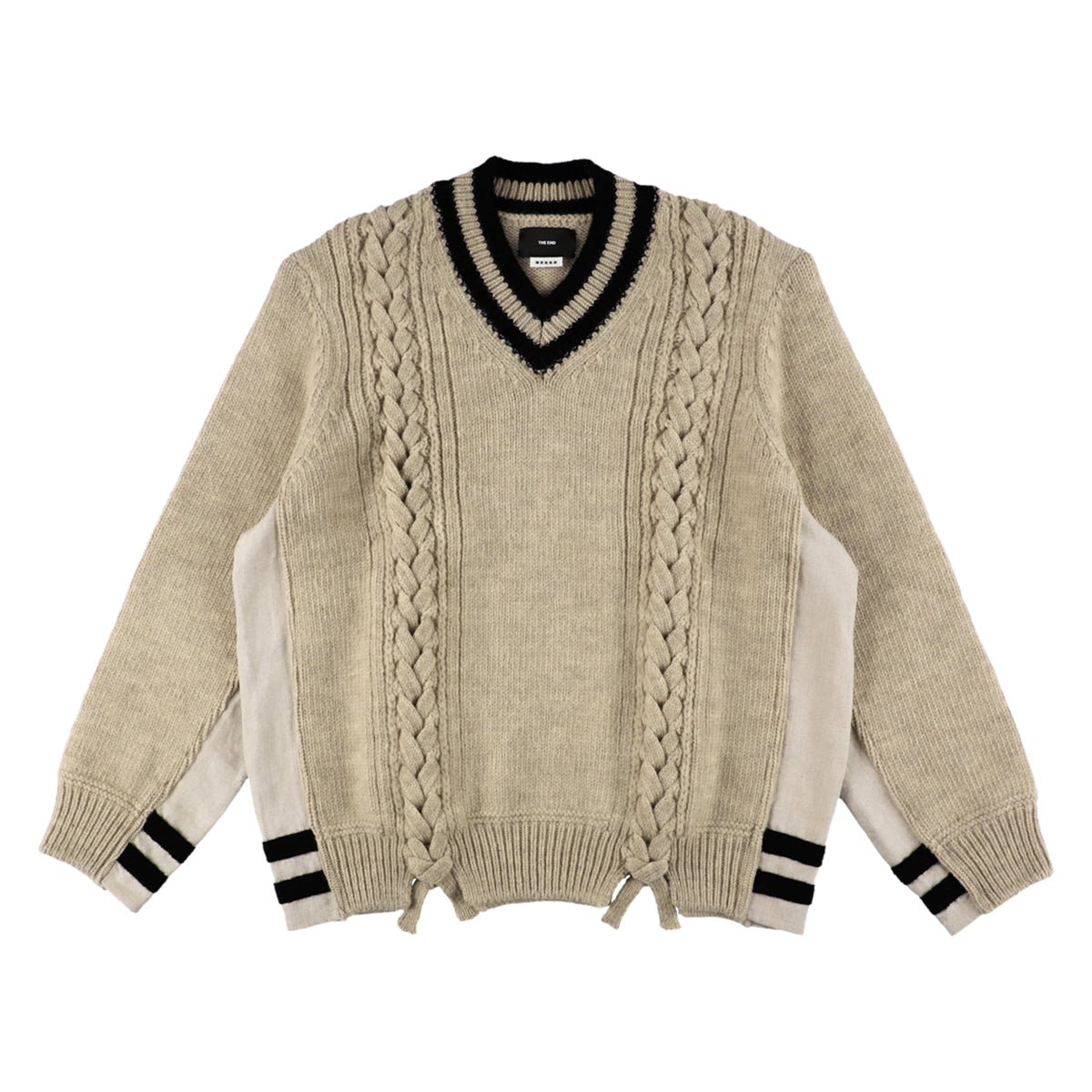 THE-NEK0002 / OVERSIZED TENNIS SWEATER / BEIGE×BLACK