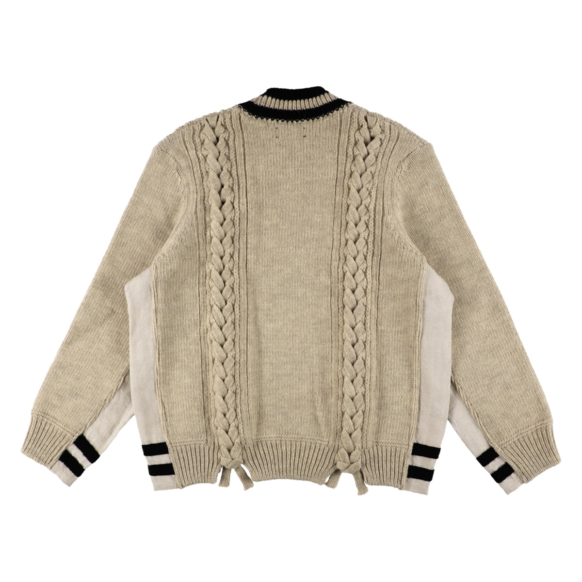 THE-NEK0002 / OVERSIZED TENNIS SWEATER / BEIGE×BLACK