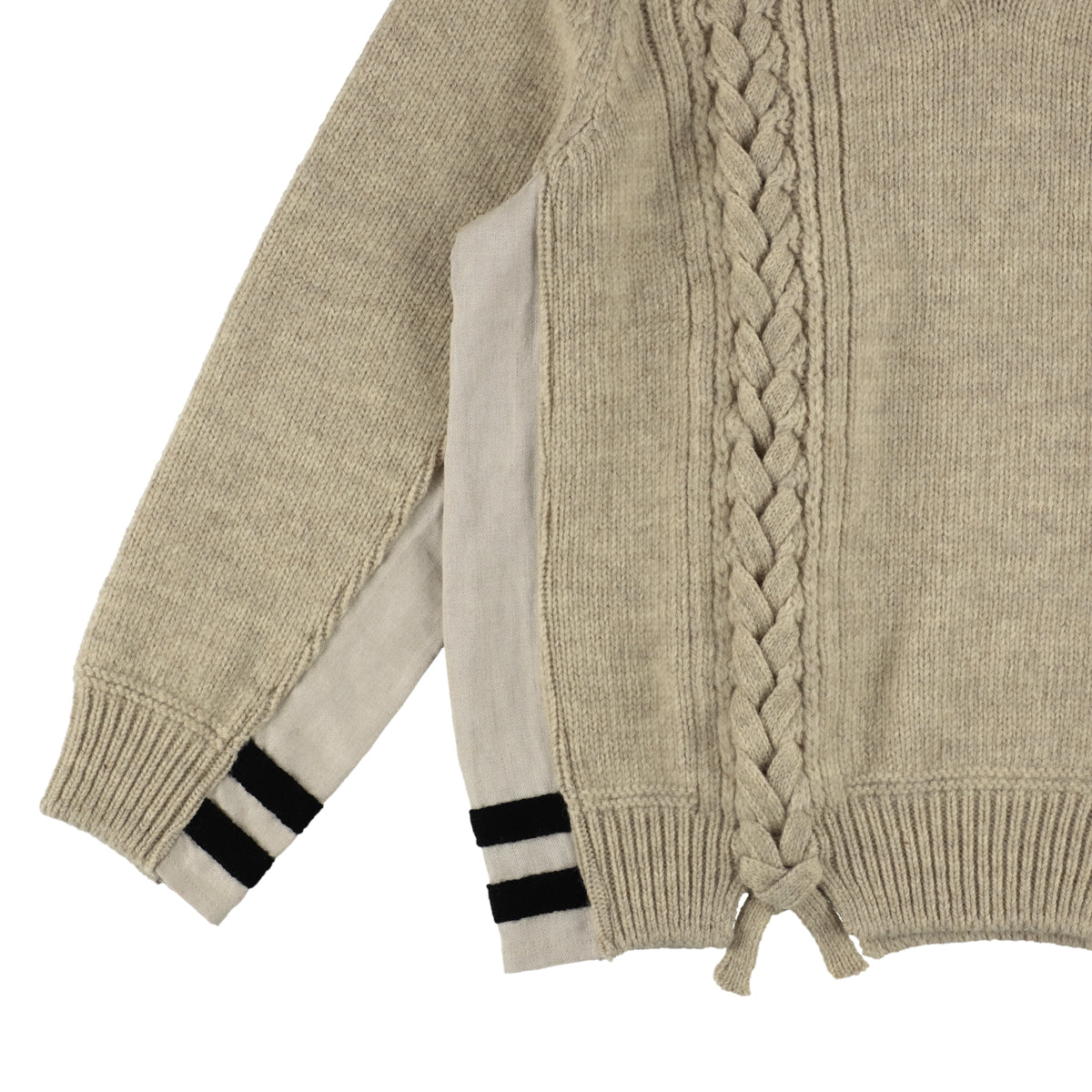 THE-NEK0002 / OVERSIZED TENNIS SWEATER / BEIGE×BLACK