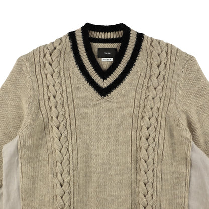 THE-NEK0002 / OVERSIZED TENNIS SWEATER / BEIGE×BLACK