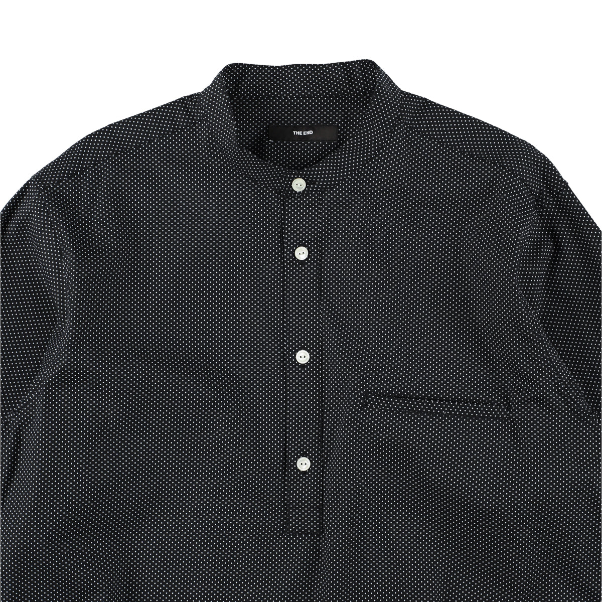 THE-S0002 / BAND COLLAR SHIRT / BLACK×WHITE