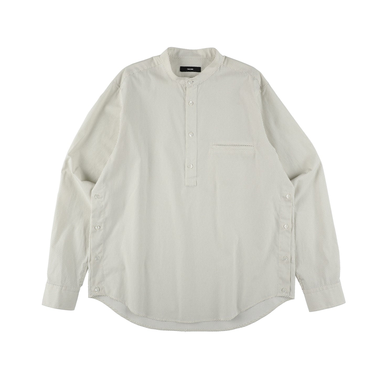 THE-S0002 / BAND COLLAR SHIRT / IVORY×BLACK