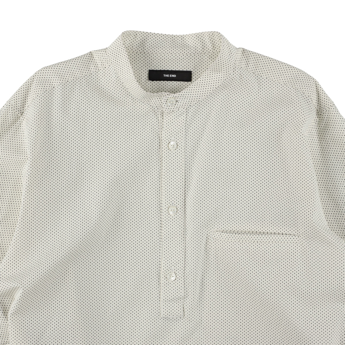 THE-S0002 / BAND COLLAR SHIRT / IVORY×BLACK