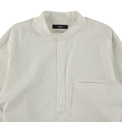 THE-S0002 / BAND COLLAR SHIRT / IVORY×BLACK