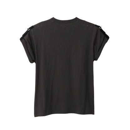 THE-T0015 / DOMUJI TEE  (ROLL UP MY SLEEVES ) / CHARCOAL